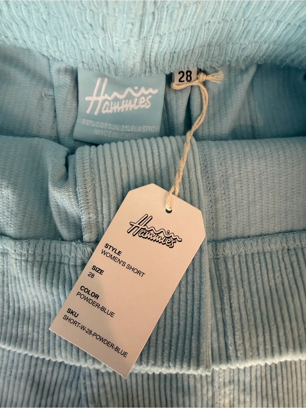 Hammies Powder Blue Corduroy Shorts Retro Coastal Beachy Size 28 NWT - Picture 5 of 6